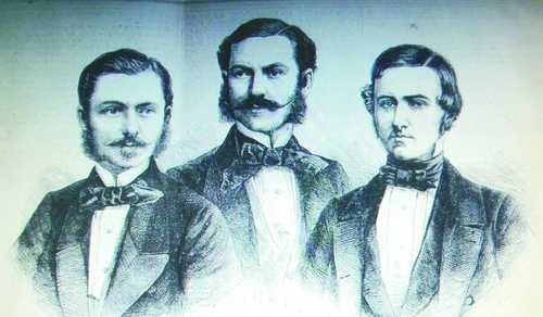 Fig. 2: Robert, Hermann and Adolph Schlagintweit. Source: Illustrirte Zeitung. No. 804, 27 November 1858