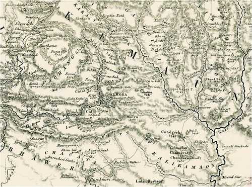 Fig. 6: Kumaon section from ‘Atlas von Asien’, Julius Ludwig Grimm (1833)